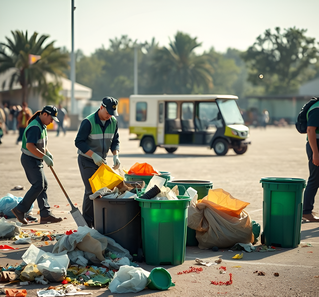 Clean Sweep team collecting waste after an outdoor festival